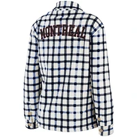 Women's WEAR by Erin Andrews Oatmeal Montreal Canadiens Plaid Button-Up - Shirt Jacket
