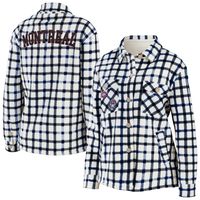 Women's WEAR by Erin Andrews Oatmeal Montreal Canadiens Plaid Button-Up - Shirt Jacket