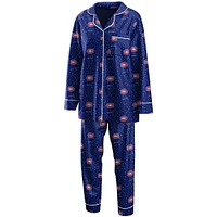Women's WEAR by Erin Andrews Royal Montreal Canadiens Long Sleeve Button-Up Shirt & Pants - Sleep Set