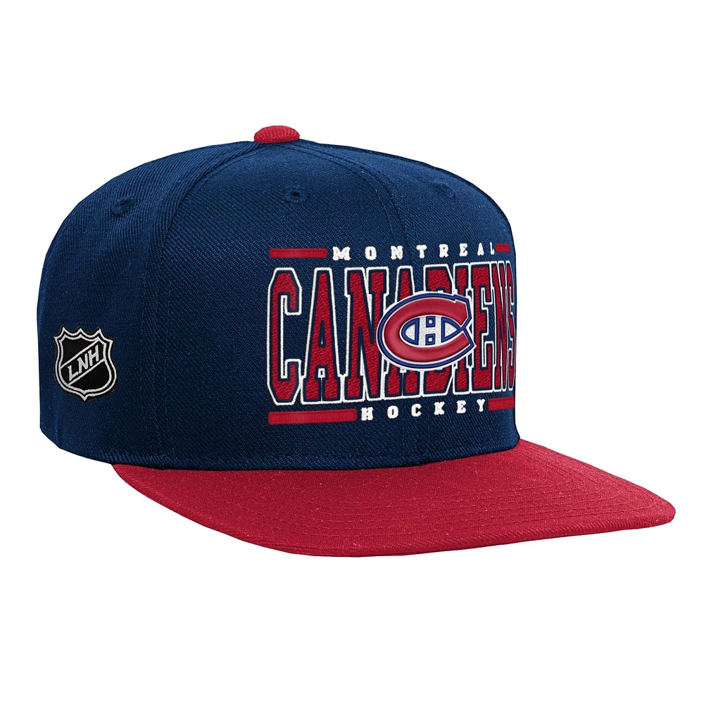 Casquette Snapback rétro pour jeunes Canadiens de Montréal bleu marine