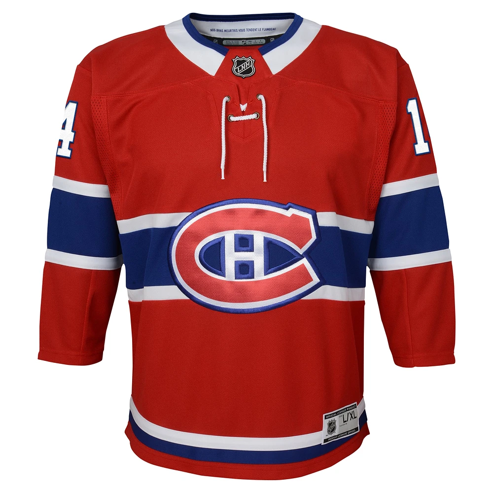 Maillot de joueur premier ministre à domicile des Canadiens Montréal rouge Nick Suzuki pour jeunes