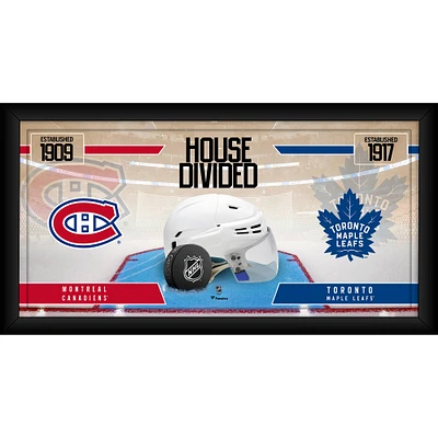 Montreal Canadiens vs. Toronto Maple Leafs Framed 10" x 20" House Divided Hockey Collage