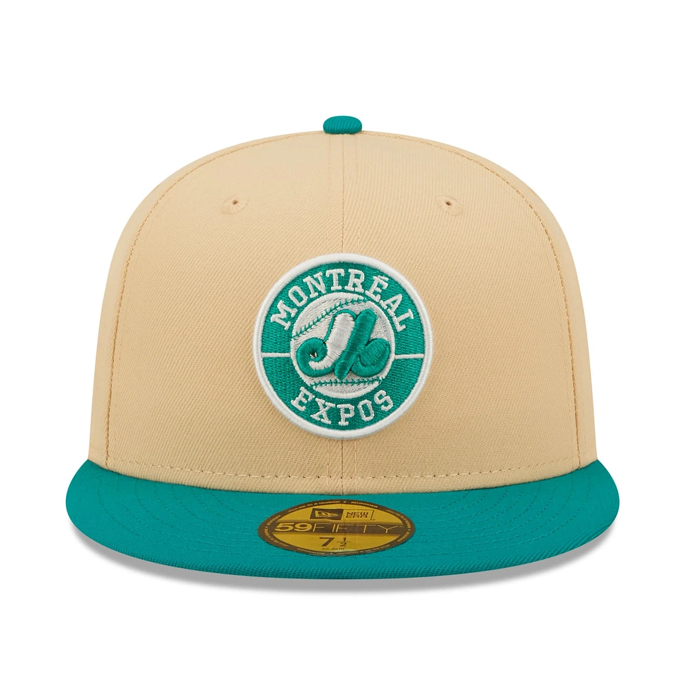 Men's New Era Natural/Teal Montreal Expos Cooperstown Collection Mango Forest 59FIFTY fitted hat