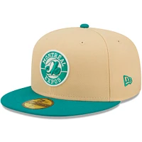 Men's New Era Natural/Teal Montreal Expos Cooperstown Collection Mango Forest 59FIFTY fitted hat