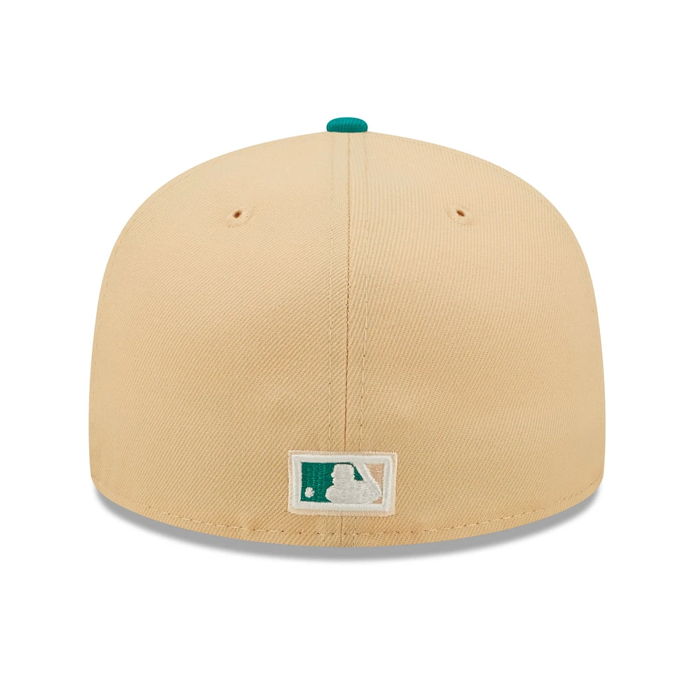 Men's New Era Natural/Teal Montreal Expos Cooperstown Collection Mango Forest 59FIFTY fitted hat