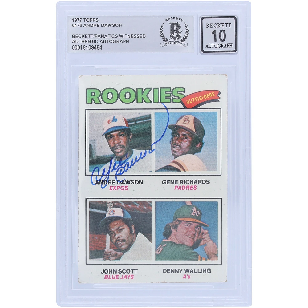 Carte de recrue autographiée n° 473 Beckett de la série Topps 2 de 1977 signée Andre Dawson par les Expos de Montréal et témoin des fanatiques