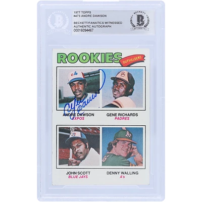 Andre Dawson Montreal Expos Autographed 1977 Topps Series 2 #473 Beckett Fanatics Witnessed Authenticated Rookie Card 
