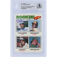 Carte de recrue authentifiée autographiée par les fans de Beckett de la série Topps 2 de 1977 d'André Dawson des Expos de Montréal avec l'inscription « HOF 2010 »