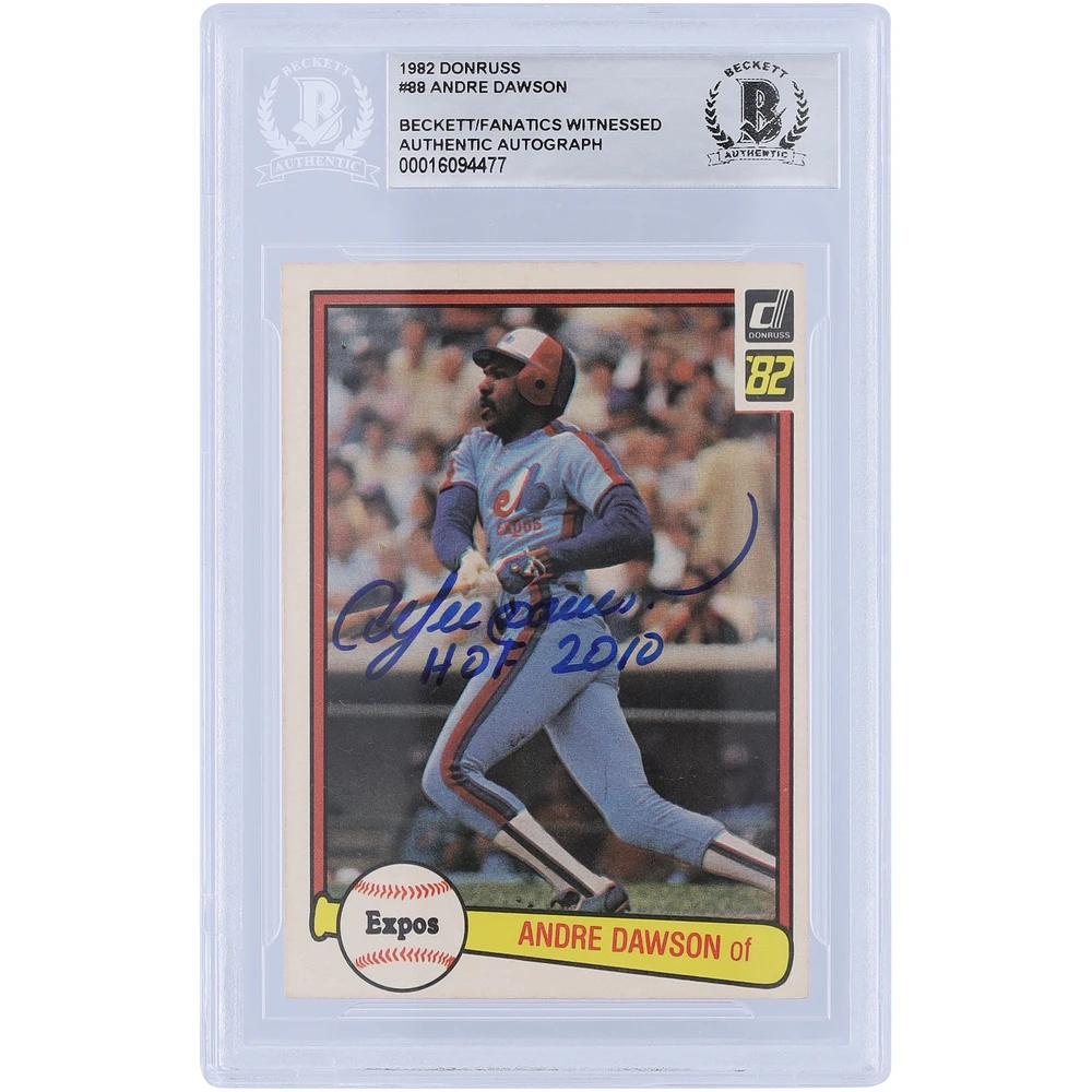 Andre Dawson Montreal Expos Autographed 1982 Donruss Series 1 #88 Beckett Fanatics Witnessed Authenticated Card with "HOF 2010" Inscription