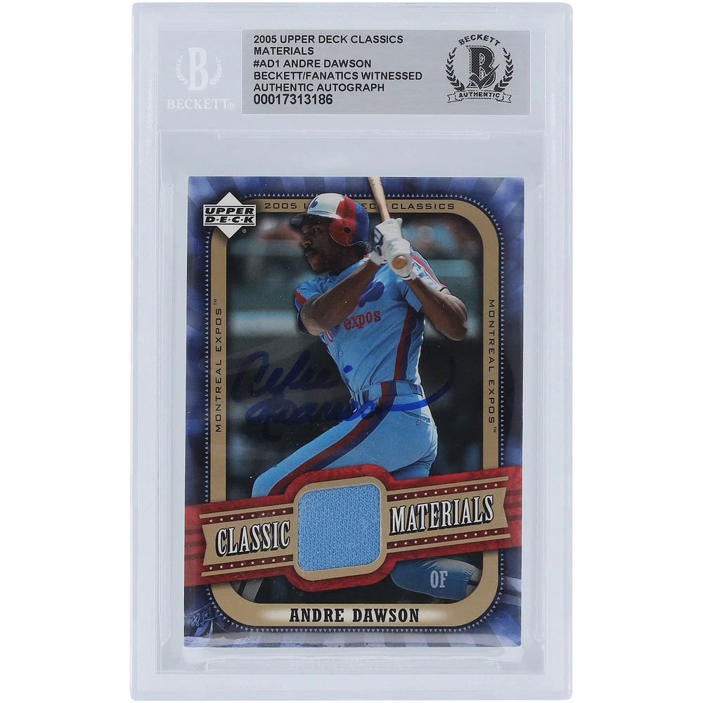 Andre Dawson Montreal Expos Autographed 2005 Upper Deck Classics Classic Materials Relic #MA-AD1 Beckett Fanatics Witnessed Authenticated Card