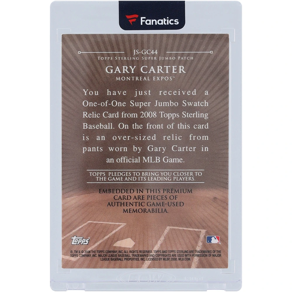 Gary Carter Montreal Expos 2008 Topps Sterling Jumbo Swatch Dual-Color Relic #JS-GC44 #1/1 Card 