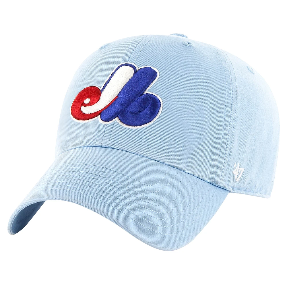 Casquette ajustable Clean Up '47 des Expos de Montréal pour hommes, collection Cooperstown, bleu clair