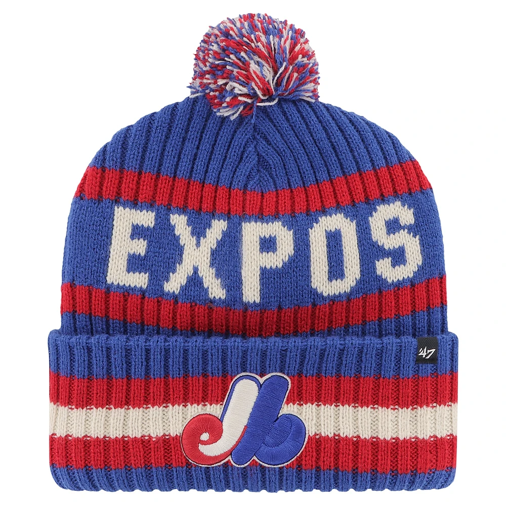 Bonnet en tricot à revers Bering avec pompon '47 Royal Montreal Expos Cooperstown Collection pour hommes