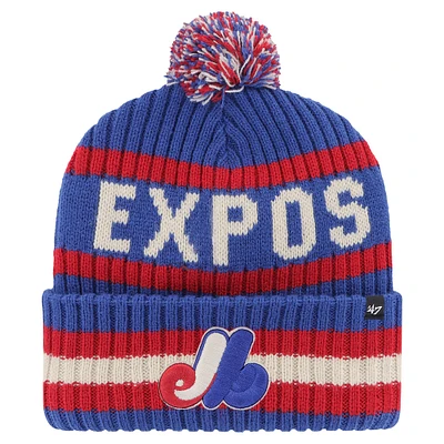 Bonnet en tricot à revers Bering avec pompon '47 Royal Montreal Expos Cooperstown Collection pour hommes