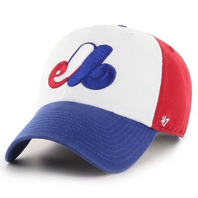 Casquette ajustable Clean Up de la collection Cooperstown avec logo des Expos de Montréal '47 pour hommes, blanc