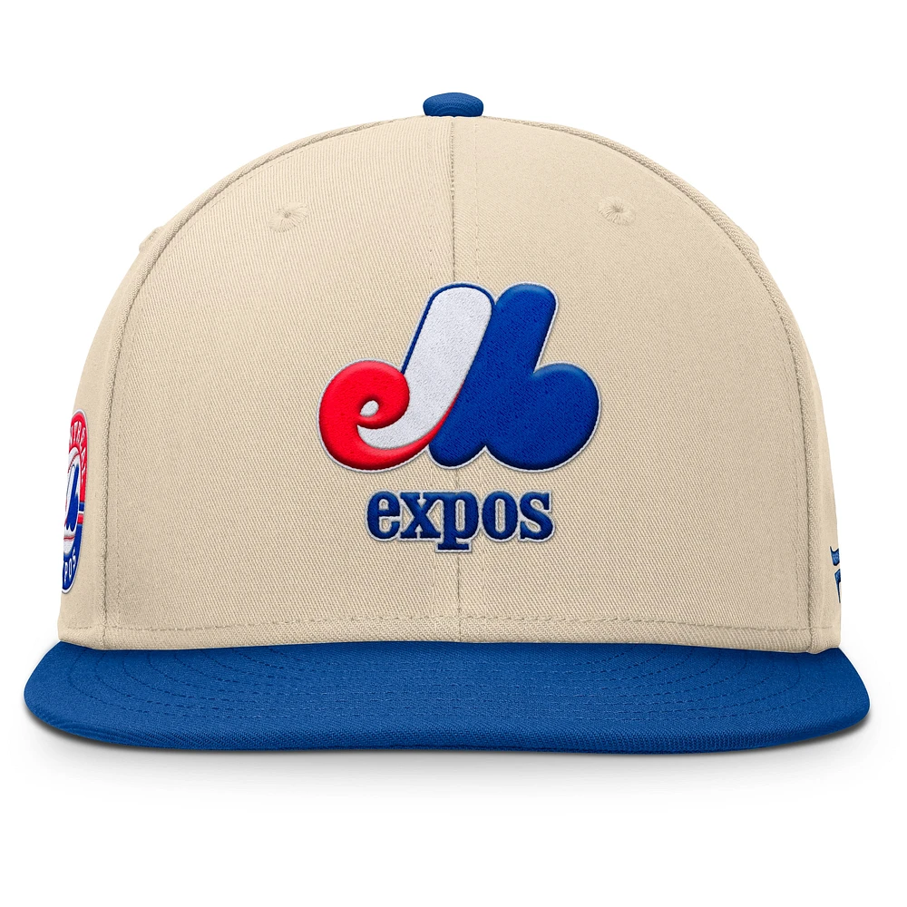 Men's Fanatics Natural/Blue Montreal Expos Cooperstown Collection Bounder Snapback Hat