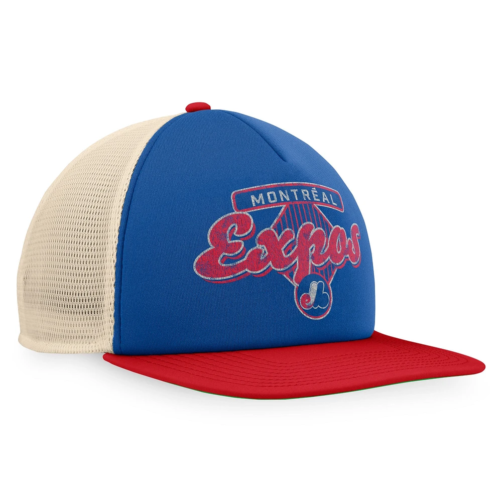 Men's Fanatics Royal/Red Montreal Expos Cooperstown Collection Talley Foam Trucker Snapback Hat