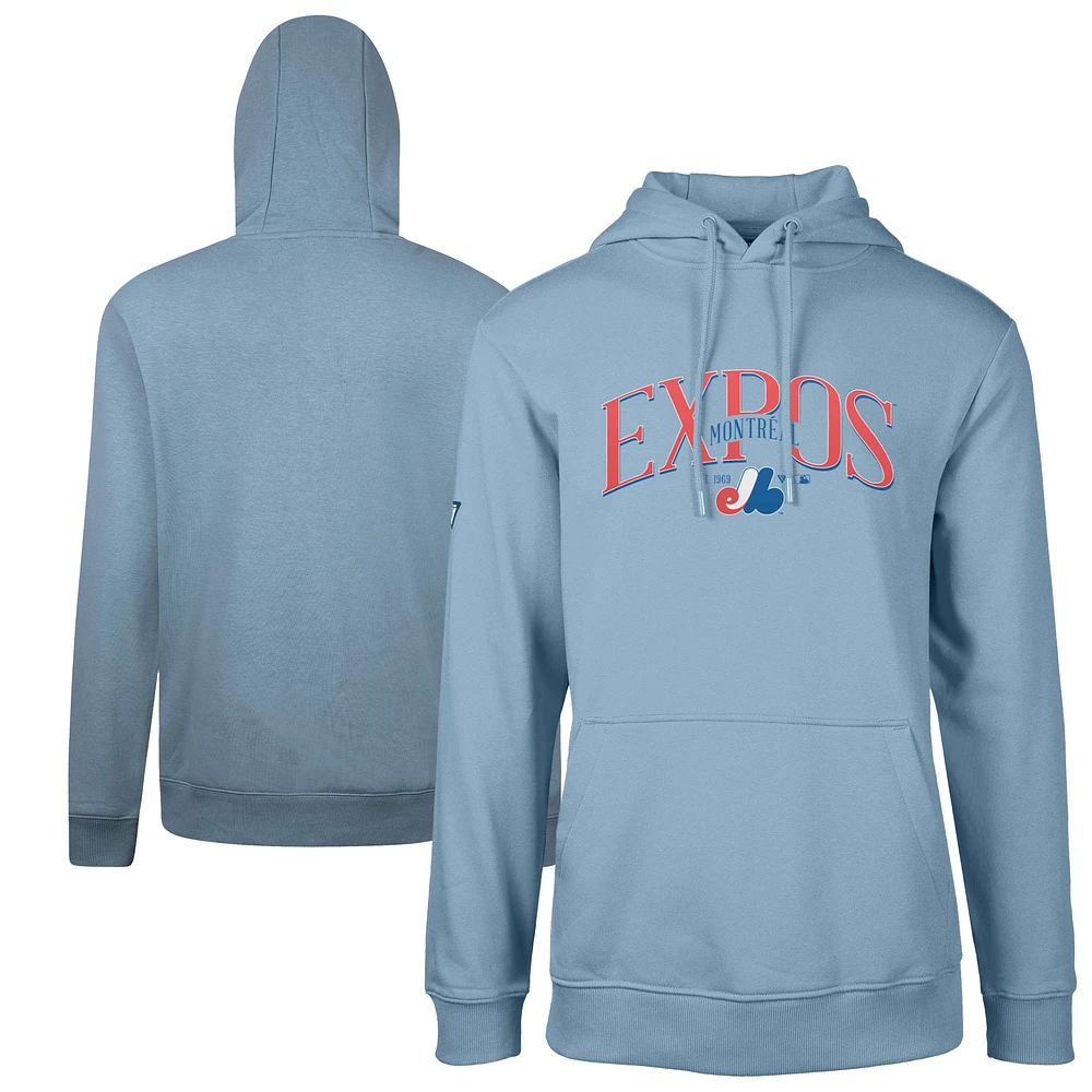 Men's Levelwear Light Blue Montreal Expos Cooperstown Collection Podium Retro Pullover Hoodie