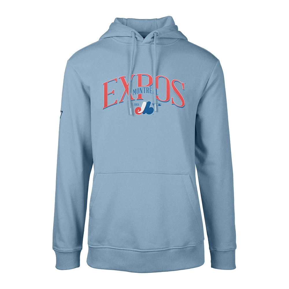 Men's Levelwear Light Blue Montreal Expos Cooperstown Collection Podium Retro Pullover Hoodie