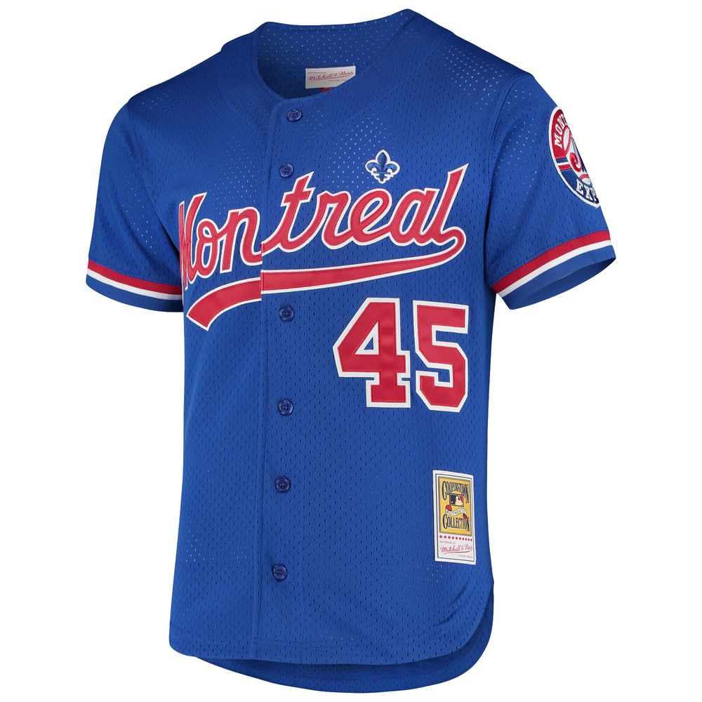 Men's Mitchell & Ness Pedro Martinez Blue Montreal Expos 1997 Cooperstown Collection Mesh Batting Practice Jersey