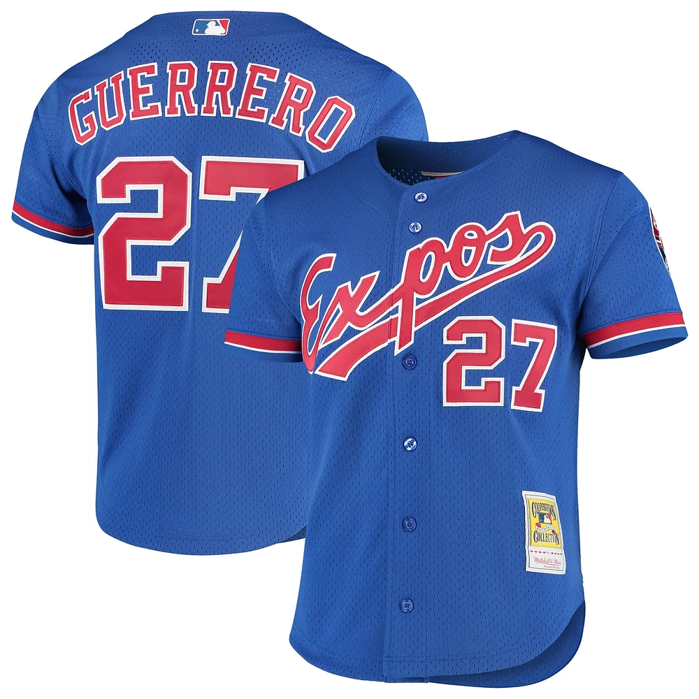 Maillot boutonné d'entraînement au bâton Mitchell & Ness Vladimir Guerrero Royal Montreal Expos Collection Cooperstown pour homme