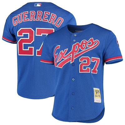 Maillot boutonné d'entraînement au bâton Mitchell & Ness Vladimir Guerrero Royal Montreal Expos Collection Cooperstown pour homme