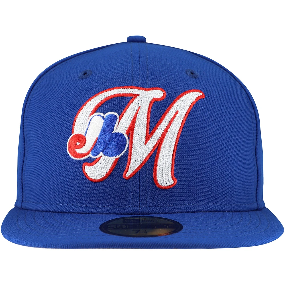 Casquette ajustée 59FIFTY Duo Logo 2.0 Cooperstown Collection de Montréal Expos New Era pour homme bleue