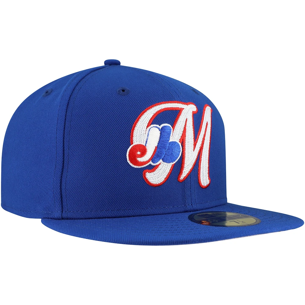 Casquette ajustée 59FIFTY Duo Logo 2.0 Cooperstown Collection de Montréal Expos New Era pour homme bleue