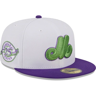 Men's New Era White Montreal Expos Cooperstown Collection 25th Anniversary Two-Tone 59FIFTY Fitted Hat