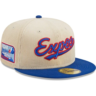 Men's New Era White Montreal Expos Cooperstown Collection Corduroy Classic 59FIFTY Fitted Hat