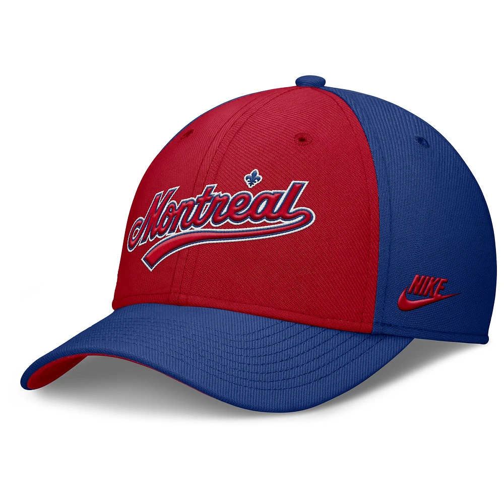 Men's Nike Blue/Red Montreal Expos Rise Swoosh Performance Flex Hat