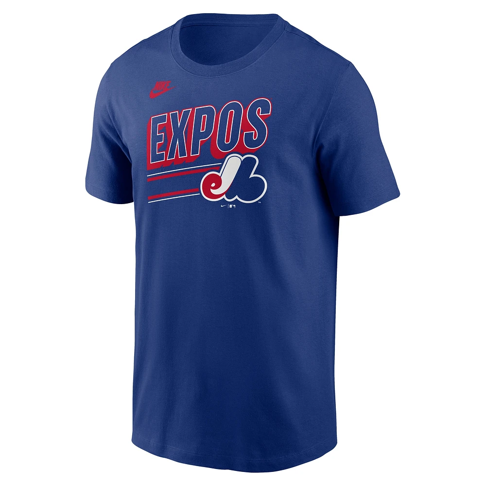 T-shirt rétro Nike bleu pour homme de la collection Cooperstown des Expos Montréal