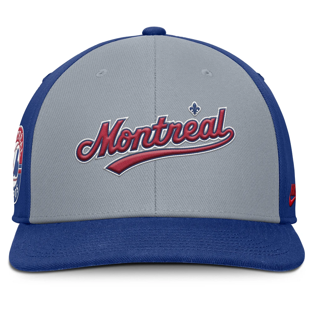 Men's Nike Gray/Blue Montreal Expos Cooperstown Collection Pro Performance Snapback Hat