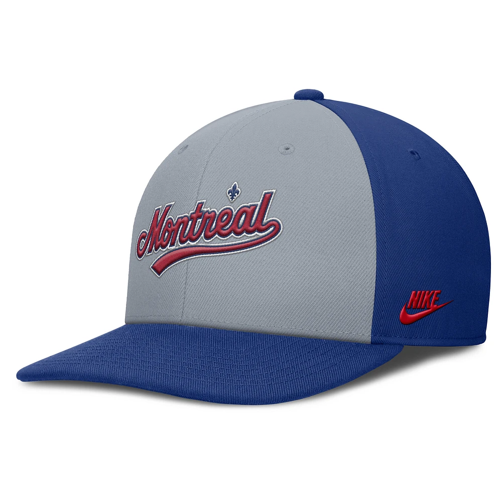 Men's Nike Gray/Blue Montreal Expos Cooperstown Collection Pro Performance Snapback Hat