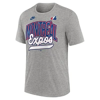 T-shirt Nike gris chiné pour homme, collection Cooperstown, style rétro, trois couleurs, Expos de Montréal