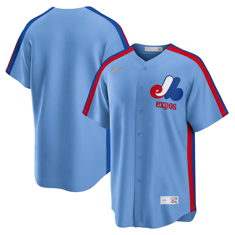 Maillot d'équipe Nike pour hommes, bleu clair, Expos de Montréal Road Cooperstown Collection