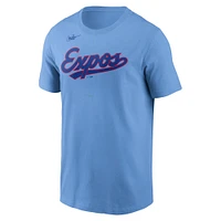 T-shirt Nike bleu poudré pour homme avec logo Cooperstown des Expos de Montréal