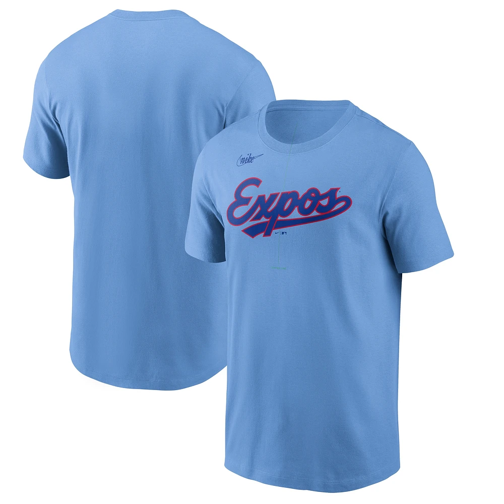 T-shirt Nike bleu poudré pour homme avec logo Cooperstown des Expos de Montréal