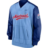 Men's Nike Royal/Light Blue Montreal Expos Cooperstown Collection V-Neck Pullover Windbreaker