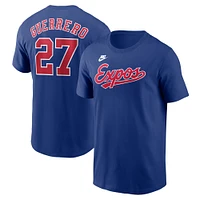 T-shirt Nike Vladimir Guerrero bleu pour homme des Expos de Montréal avec nom et numéro Fuse la collection Cooperstown