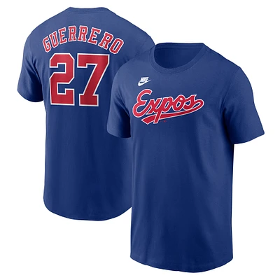 T-shirt Nike Vladimir Guerrero bleu pour homme des Expos de Montréal avec nom et numéro Fuse la collection Cooperstown