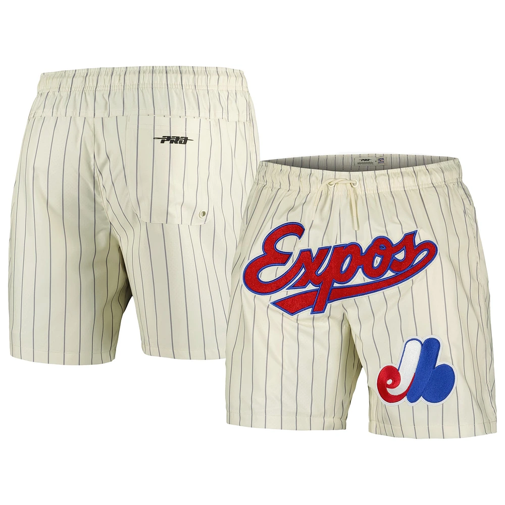 Men's Pro Standard Cream Montreal Expos Pinstripe Retro Classic Woven Shorts