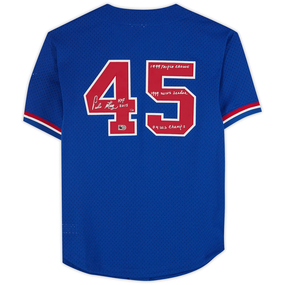 Pedro Martinez Montreal Expos Autographed Blue Mitchell & Ness Replica Jersey with Multiple Inscriptions - Limited Edition #1/10
