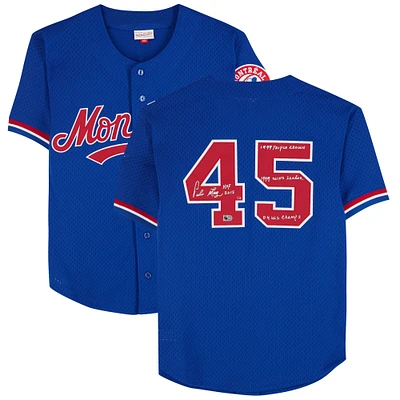 Pedro Martinez Montreal Expos Autographed Blue Mitchell & Ness Replica Jersey with Multiple Inscriptions - Limited Edition #1/10