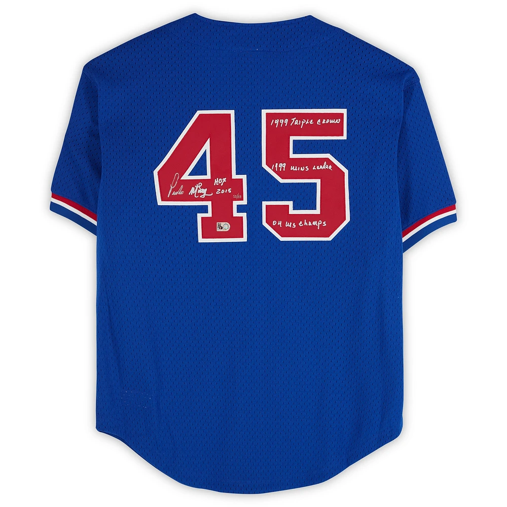 Pedro Martinez Montreal Expos Autographed Blue Mitchell & Ness Replica Jersey with Multiple Inscriptions - Limited Edition #10/10