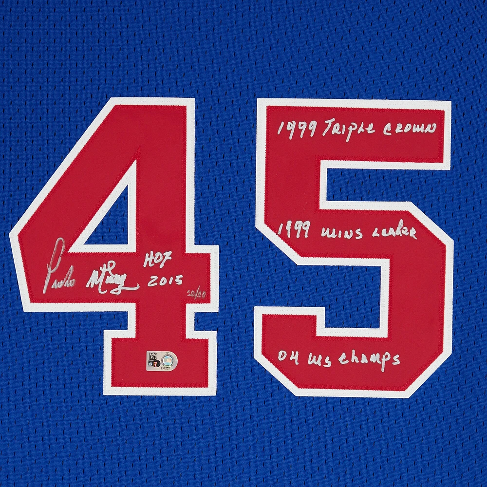 Pedro Martinez Montreal Expos Autographed Blue Mitchell & Ness Replica Jersey with Multiple Inscriptions - Limited Edition #10/10