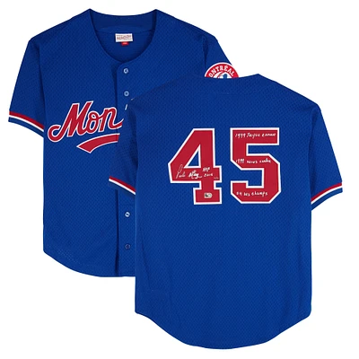 Pedro Martinez Montreal Expos Autographed Blue Mitchell & Ness Replica Jersey with Multiple Inscriptions - Limited Edition #10/10