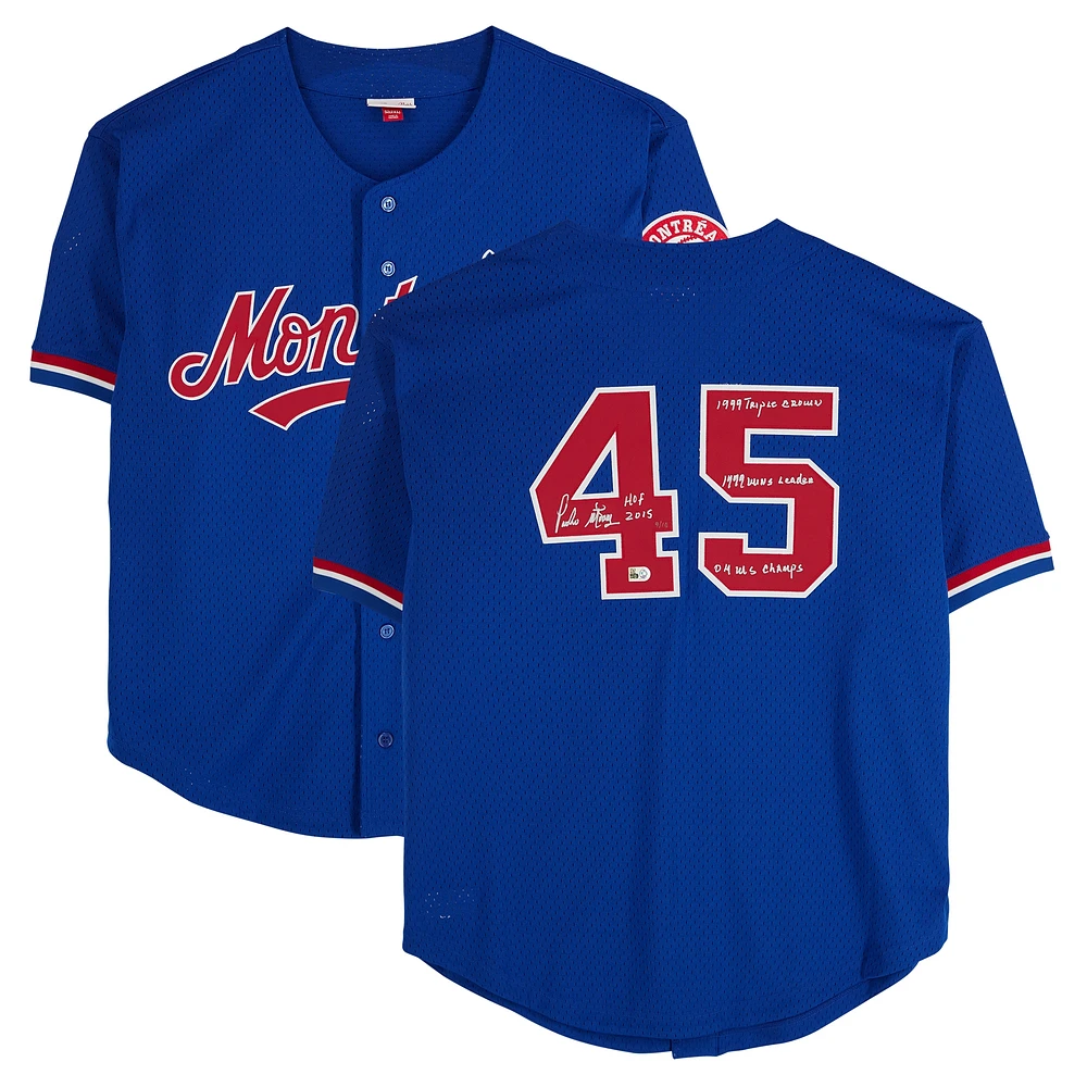 Pedro Martinez Montreal Expos Autographed Blue Mitchell & Ness Replica Jersey with Multiple Inscriptions - Limited Edition of 10