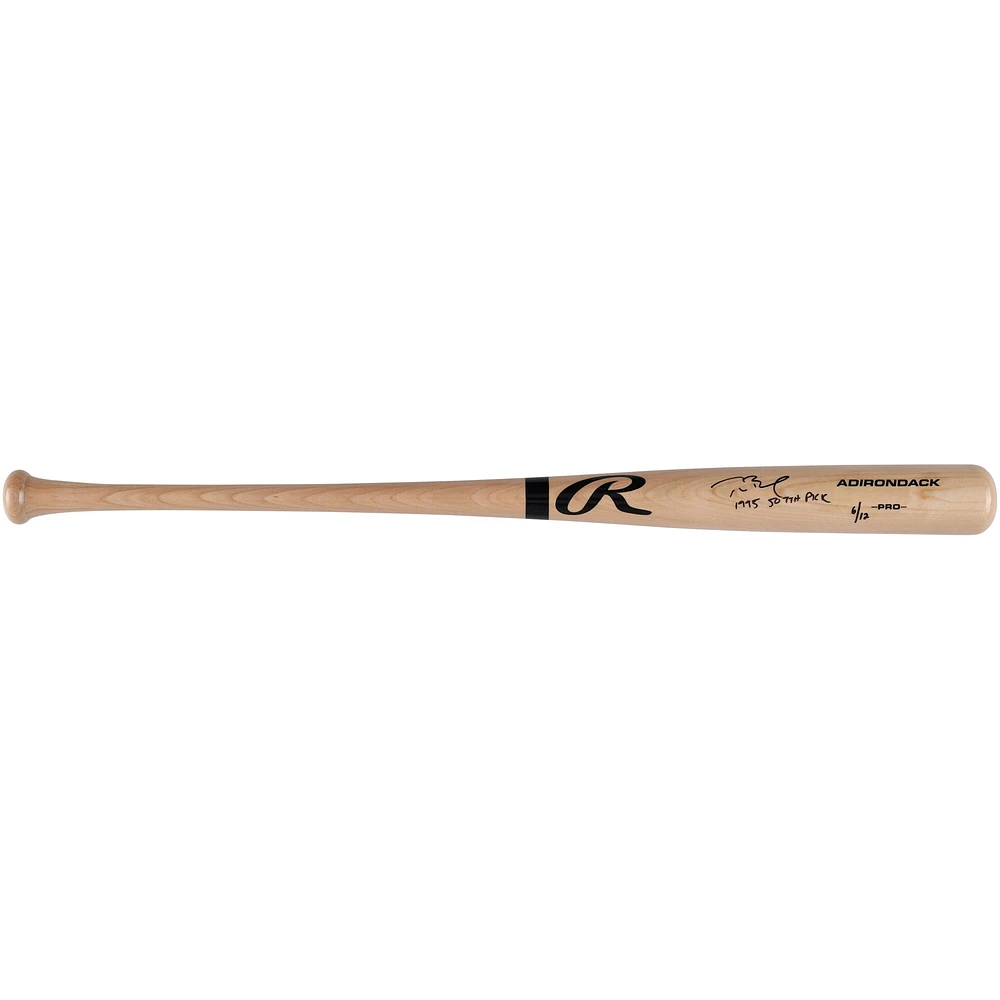 Bâton de baseball Rawlings Pro Blonde autographié par Tom Brady des Expos de Montréal avec l'inscription « 1595 507th Pick