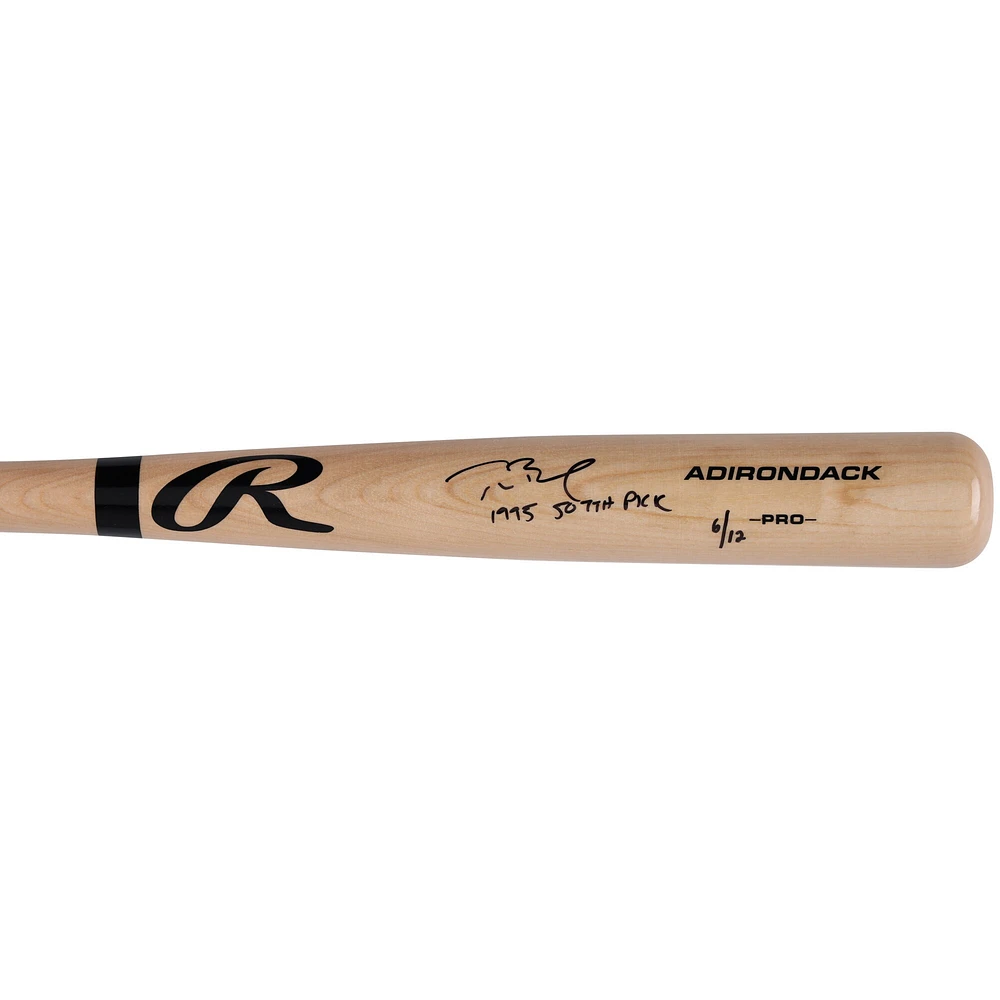 Bâton de baseball Rawlings Pro Blonde autographié par Tom Brady des Expos de Montréal avec l'inscription « 1595 507th Pick